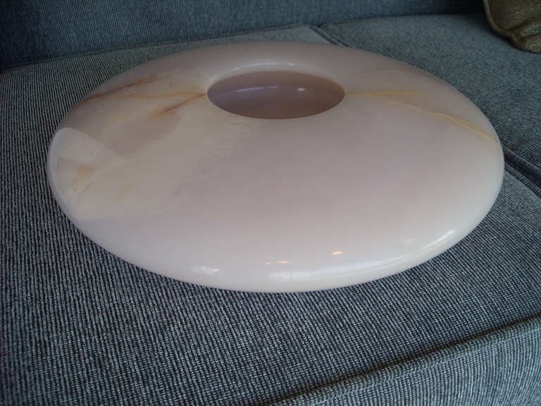 Mid-Century Modern Angelo Mangiarotti Large Round Marble Onyx Vase Centerpiece for Knoll, Italy Label 