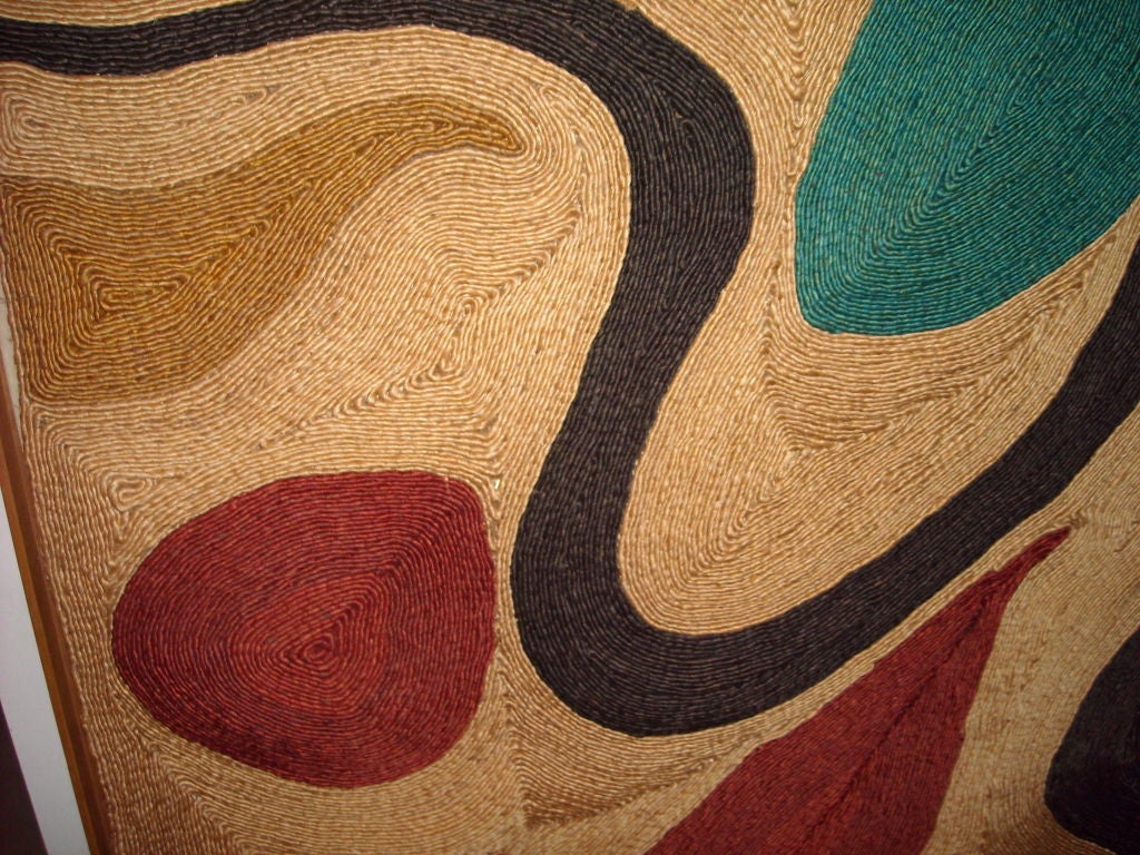 After Alexander Calder tapestry "Turquoise" abstract in Maguey