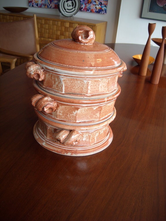 Monumental A E Hirondelle 4 pcs ceramic/pottery cookware signed.
