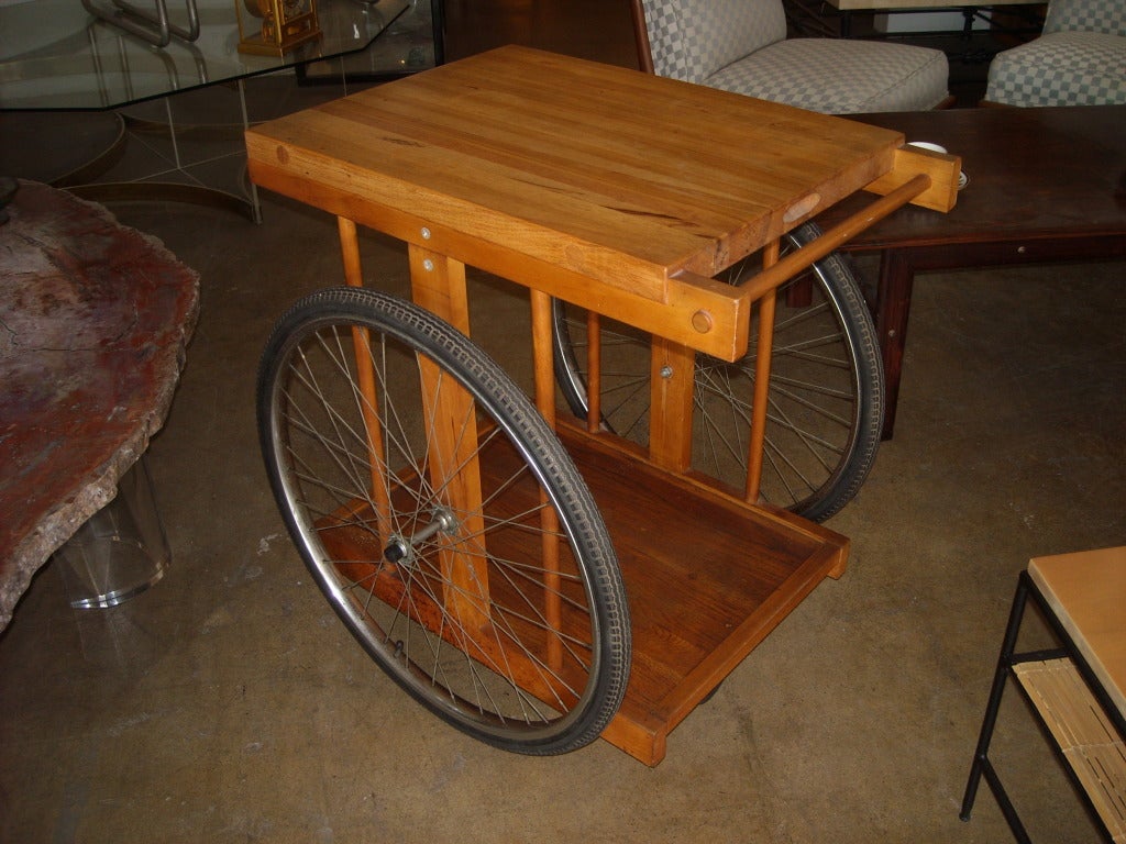 William B Sanders important bicycle bar / trolley cart, butcher