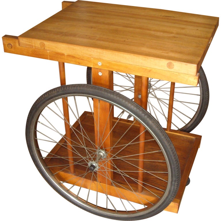 William B Sanders important bicycle bar / trolley cart, butcher