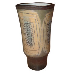 Large Raul Coronel and Brent Bennett stoneware vase, signed