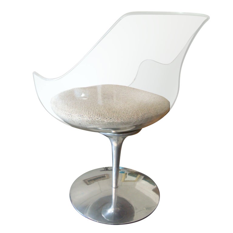 Laverne lucite Champagne side swivel  chair.
