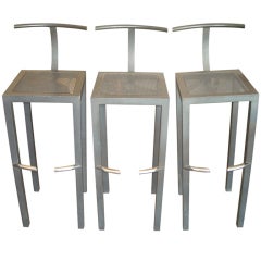 Ensemble de 3 tabourets de bar Philippe Starck en gris foncé par Aleph Ubik