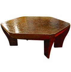 Michael Taylor Crackled Leather Coffee Table