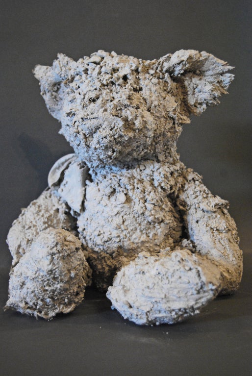 cement teddy sculpture by LA based artist valerj pobega