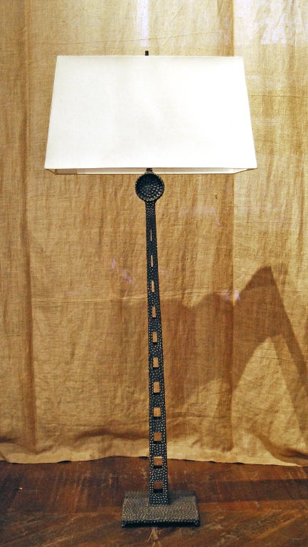 custom made studded steel floor lamp
