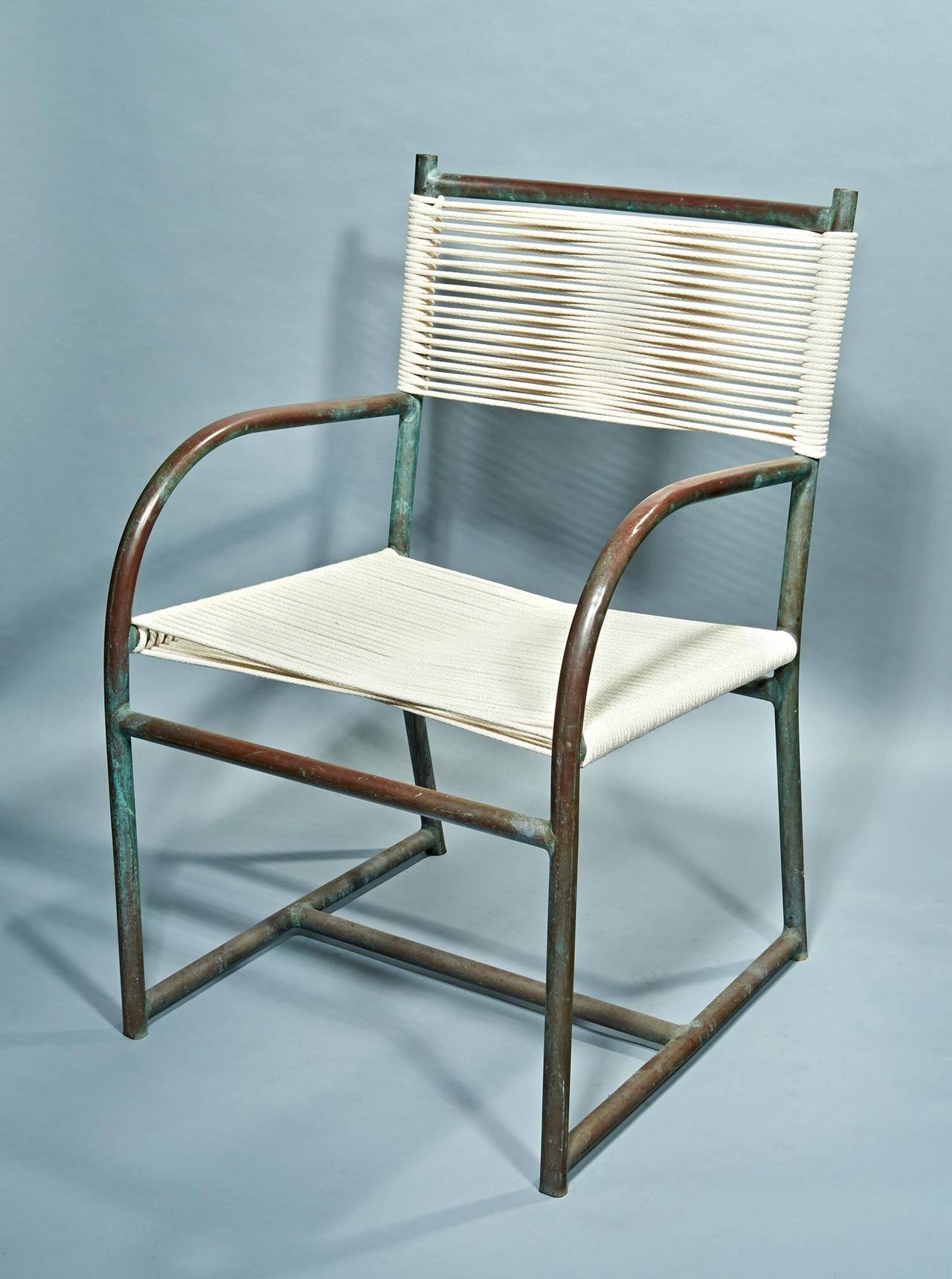 Modern Pair of Bronze Armchairs by Walter Lamb