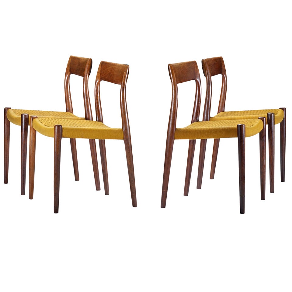Set of Four Rosewood Dining Chairs by Neils O. Møller