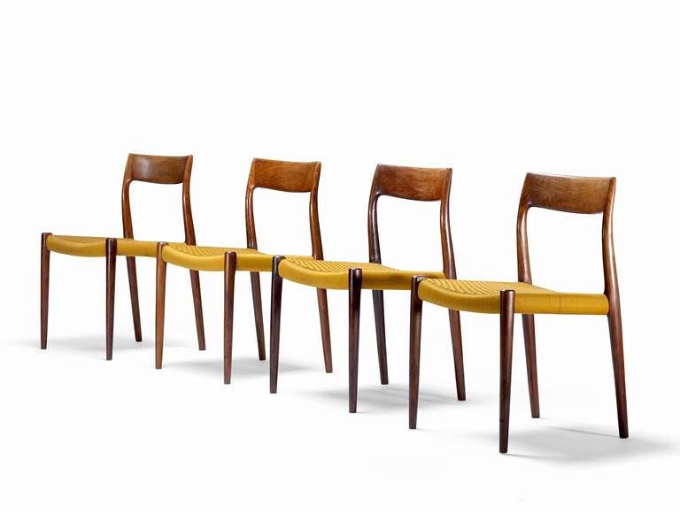 Danish Set of Four Rosewood Dining Chairs by Neils O. Møller