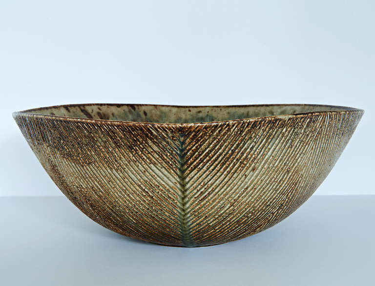 Scandinavian Modern Very Large Stoneware Bowl by Axel Salto