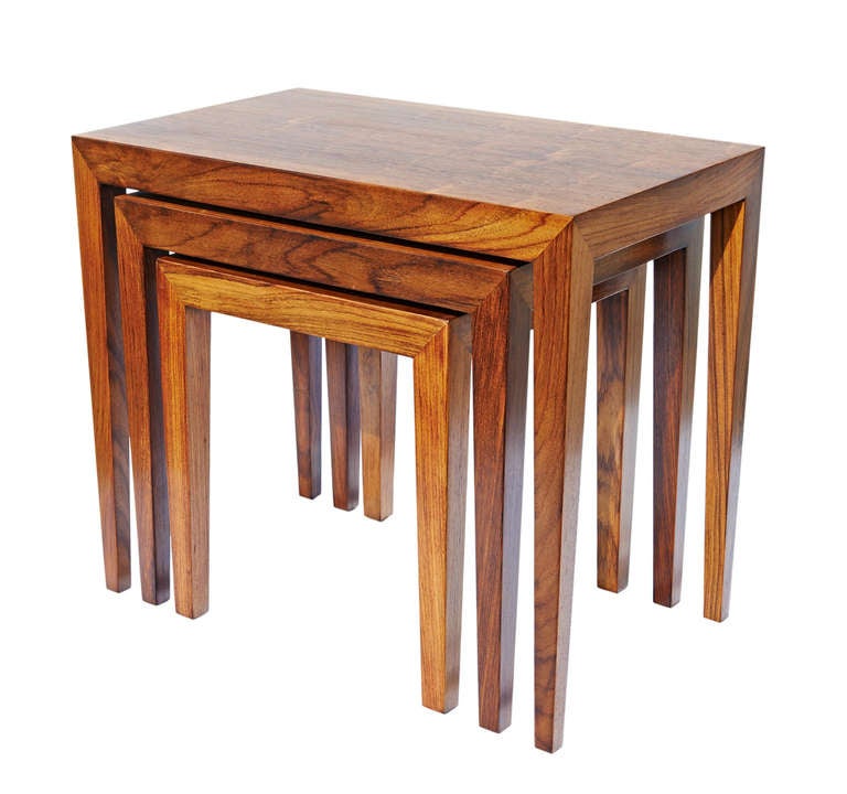 Mid-20th Century Set of Nesting Tables in Rosewood by Ole Wanscher