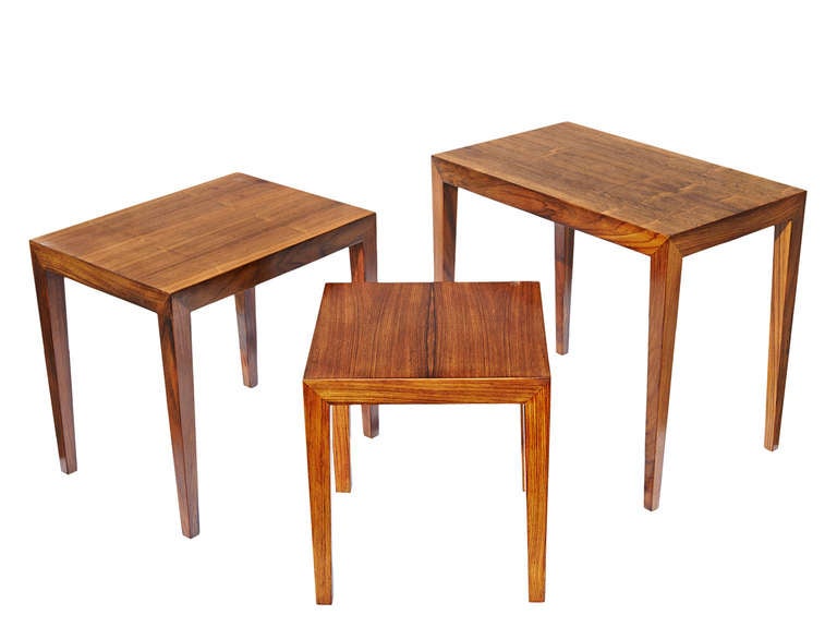 Danish Set of Nesting Tables in Rosewood by Ole Wanscher