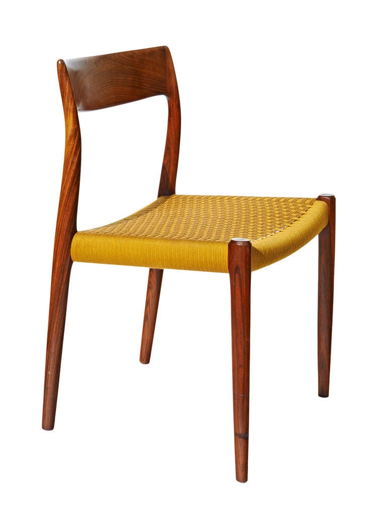 Scandinavian Modern Set of Four Rosewood Dining Chairs by Neils O. Møller
