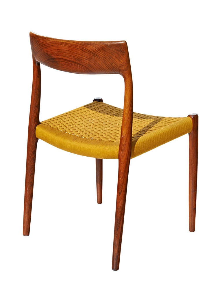 Set of Four Rosewood Dining Chairs by Neils O. Møller In Excellent Condition In Los Angeles, CA
