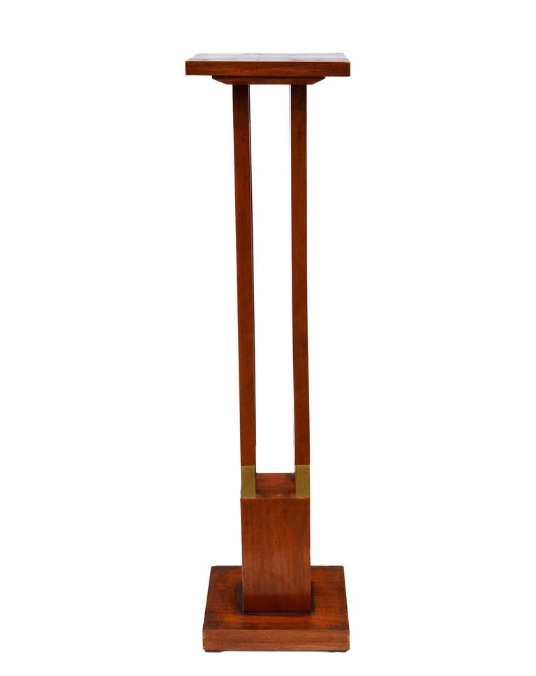 Modern Walnut and Brass Pedestal