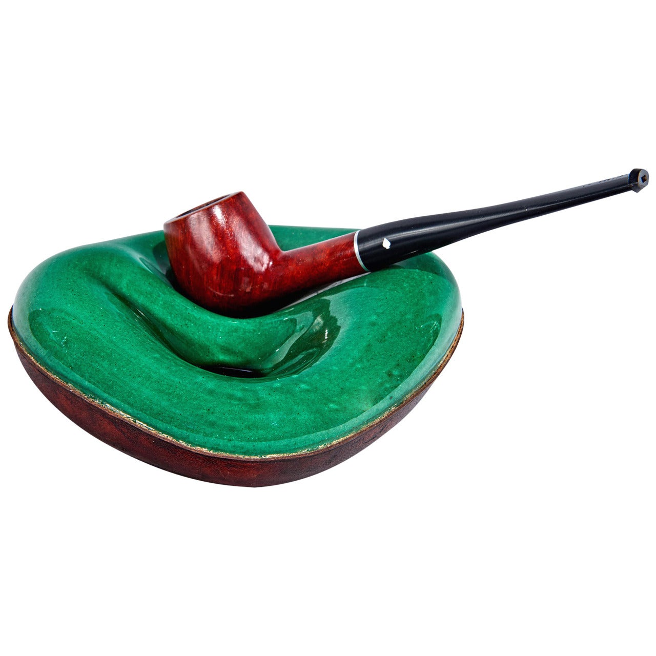 Ceramic and Leather Pipe Holder by Georges Jouve