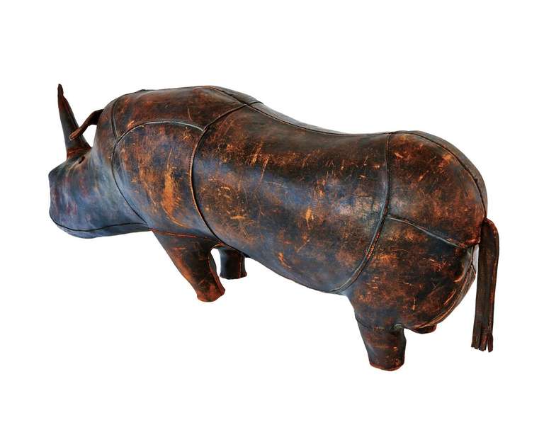 leather rhino footstool