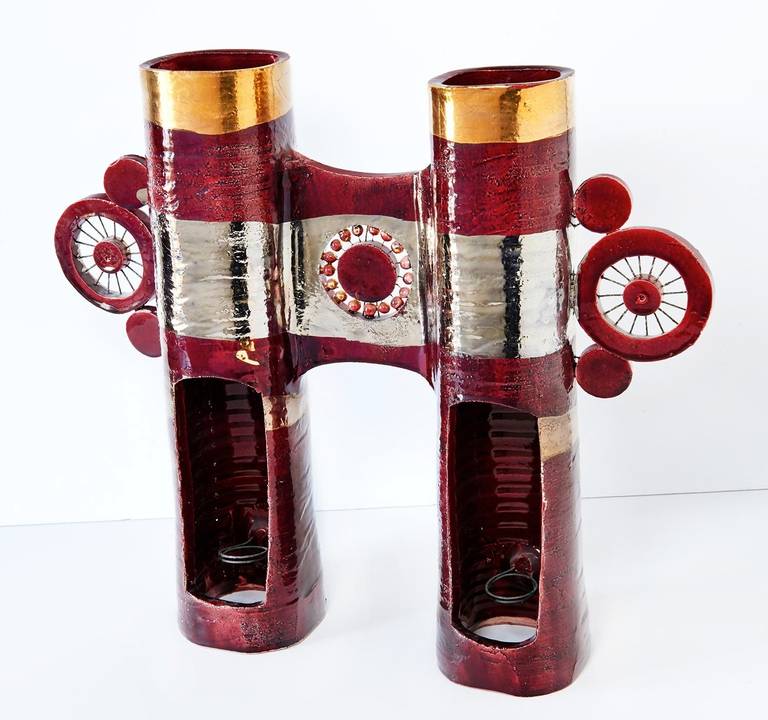 French Double Column Table Lamp by Georges Pelletier