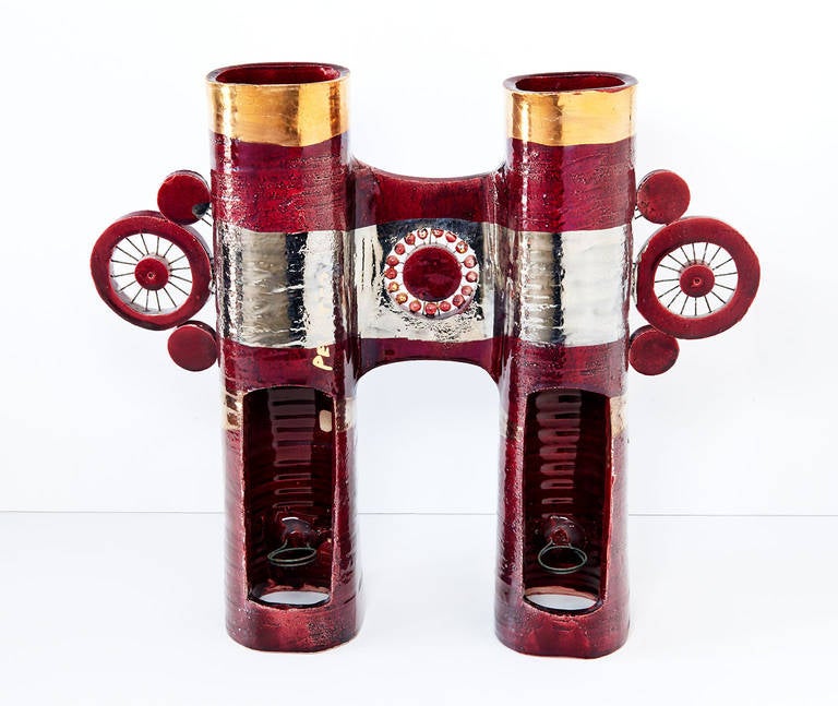 Double Column Table Lamp by Georges Pelletier In Excellent Condition In Los Angeles, CA
