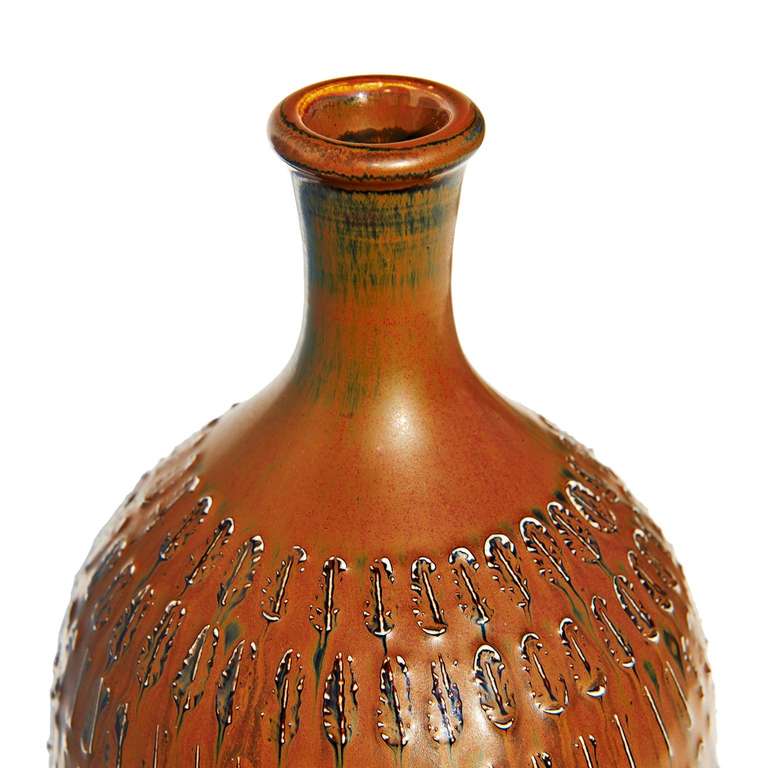 Stoneware Tall Bottle-Form Vase by Stig Lindberg