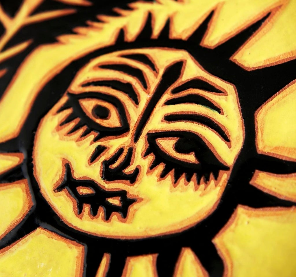 The post-Cubist French artist Jean Lurçat is best known for his fantastic tapestries, but his paintings, designs for the stage, and ceramics were also influential. The anthropomorphic sun, a popular graphic theme in the 1950s, is realized here in
