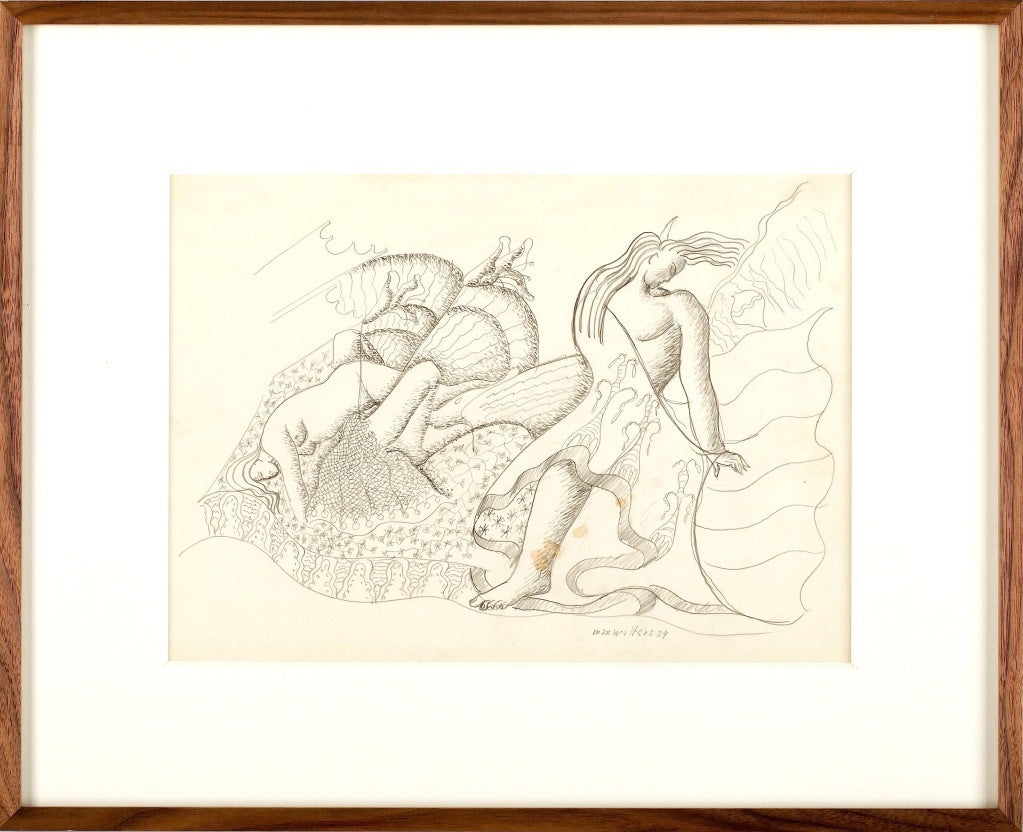 A beautiful drawing by Sweden's leading exponent of surrealism, the painter Max Walter Svanberg (1912 - 1994). Signed by the artist.<br />
<br />
The artwork itself measures 13.5 inches x 9.5 inches. Framed.<br />
<br />
Exhibited: Malmö Art