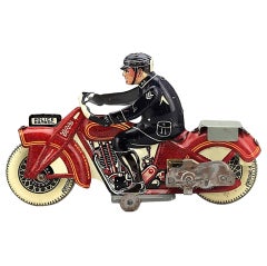 Vintage Tinplate Clockwork Motorcycle by Mettoy of England