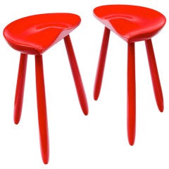 Pair of Three-Legged Danish Stools Pair of Three-Legged Danish Stools