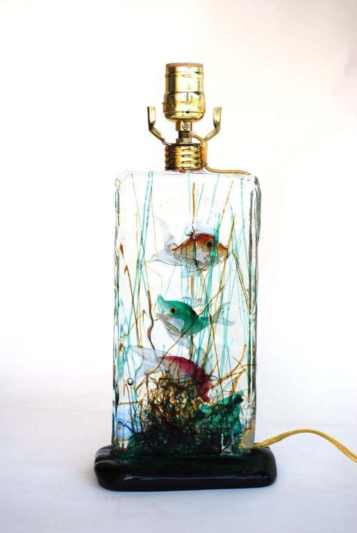 Fine & rare aquarium lamp by Alfredo Barbini, Murano, Italy.  Beautiful on both sides.  ***Notes: There is no sales tax on this item if it is being shipped out of the state of Florida (Objects In The Loft will need a copy of the shipping document).