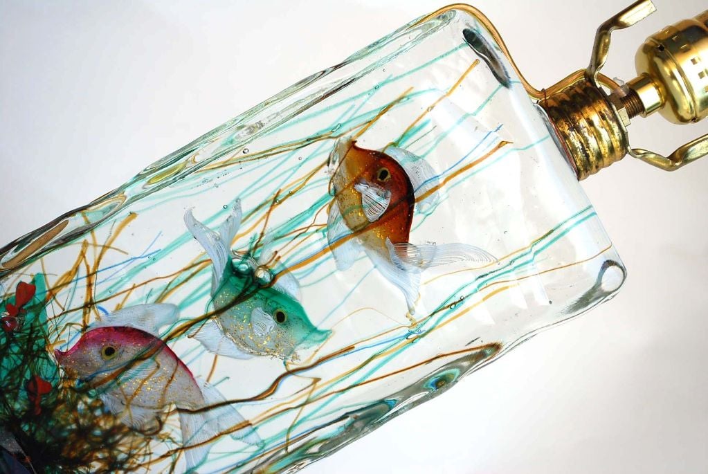 Blown Glass Fine & Rare Alfredo Barbini Aquarium Lamp