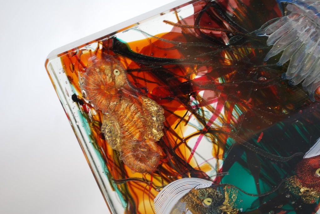Blown Glass Alfredo Barbini Fish Blocks, Murano, Italy For Sale