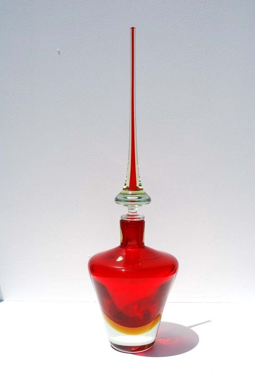 Colorful sommerso decanter by Flavio Poli, Murano, Italy.  *Notes: There is no sales tax on this item if it is being shipped out of the state of Florida (Objects In The Loft will need a copy of the shipping document). Please feel free to e-mail or