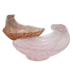 Pair of Fratelli Toso Shells, Murano, Italy