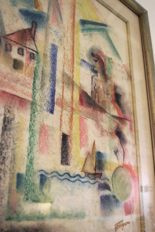 Mid-20th Century Francis Revesz Ferryman Painting For Sale