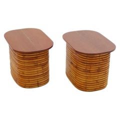 Pair of Rattan Drink Tables in the Manner of Paul Frankl