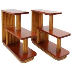 Pair of Rattan End Tables in the Manner of Paul Frankl