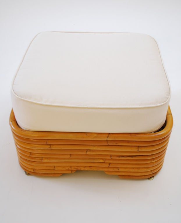 Mid-20th Century Rattan Ottoman in the Manner of Paul Frankl (2 Available)