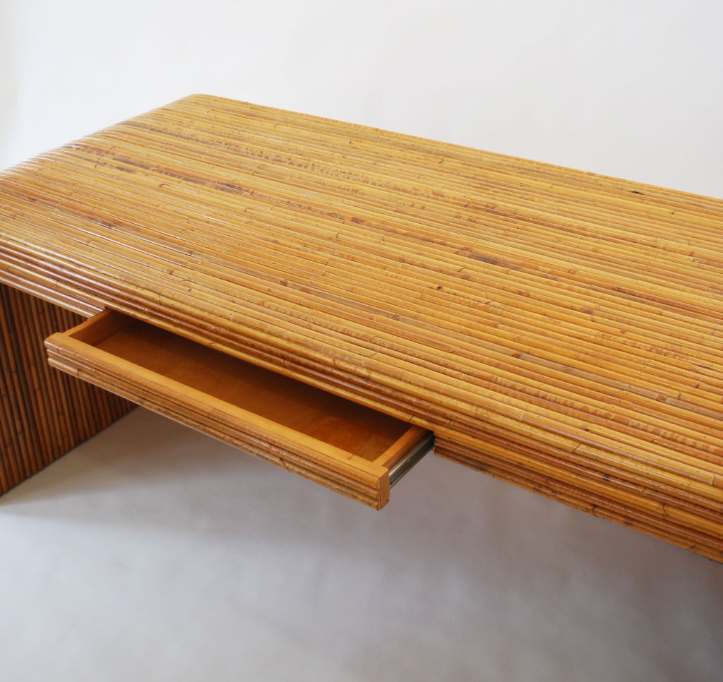Large Vintage Rattan Desk For Sale 1