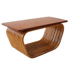 Rattan Cocktail/End Table in the Manner of Paul Frankl