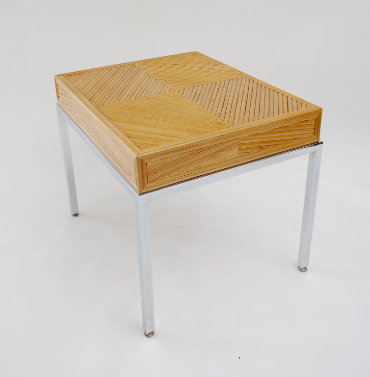 Pair of Rattan End Tables, Manner of Milo Baughman