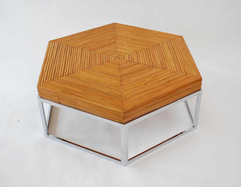 Rattan Cocktail Table, Manner of Milo Baughman