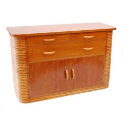 Vintage Rattan Cabinet in the Manner of Paul Frankl