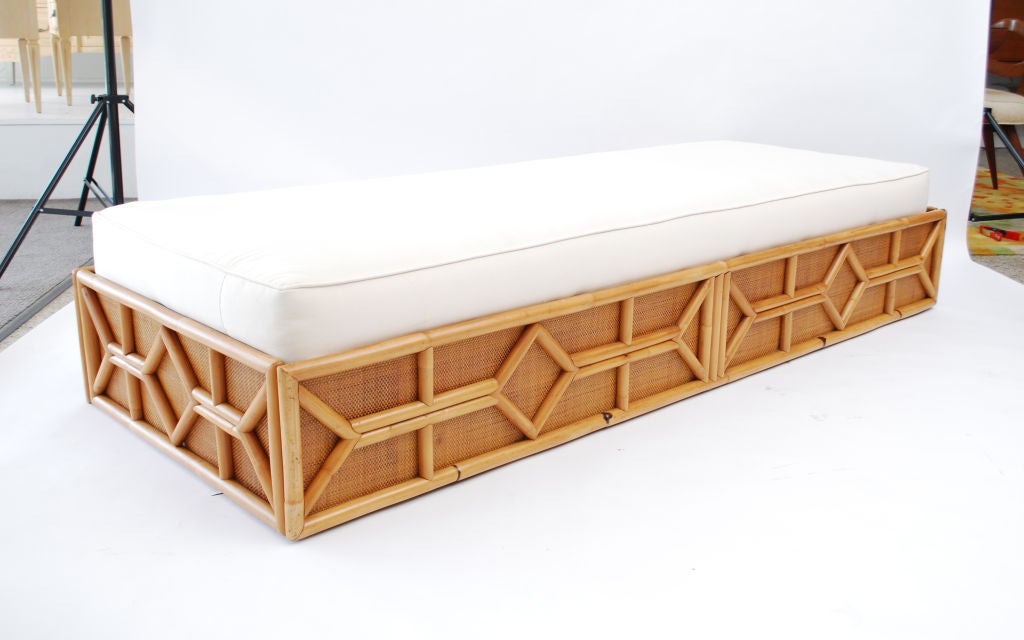 Fine rattan daybed with caning. *Notes: There is no sales tax on this item if it is being shipped out of the state of Florida (Objects20c/Objects In The Loft will need a copy of the shipping document). Please feel free to e-mail or call us if you