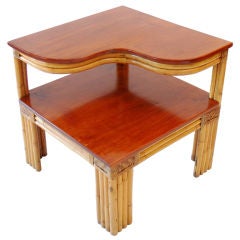 Used Rattan 2-Tier Side/End Table in the Manner of Paul Frankl