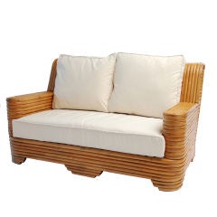 Rare Rattan Sofa in the Manner Paul Frankl