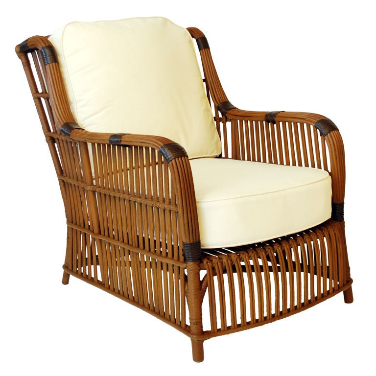 Art Deco Split Reed Lounge Chair For Sale