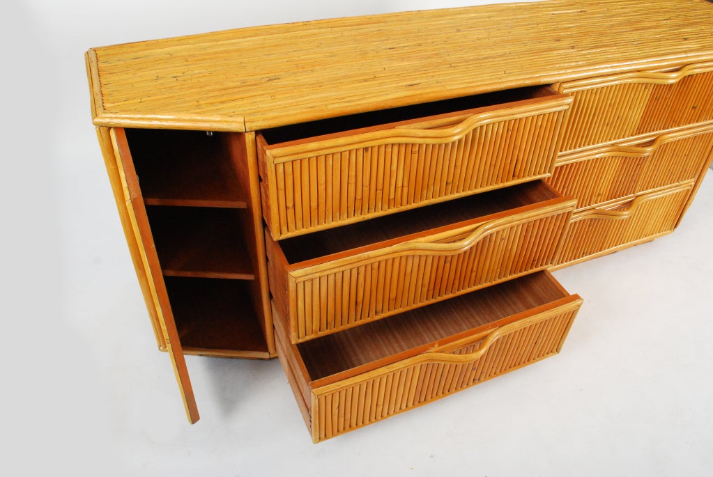 Mid-20th Century Vintage Rattan Cabinet/Dresser For Sale