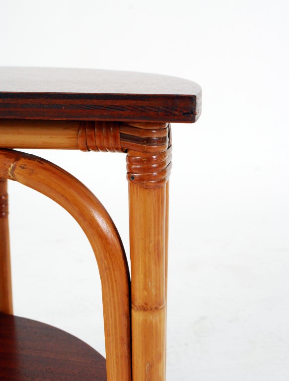 Rattan Demi-Lune Side Table For Sale 1
