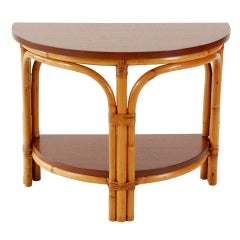 Used Rattan Demi-Lune Side Table